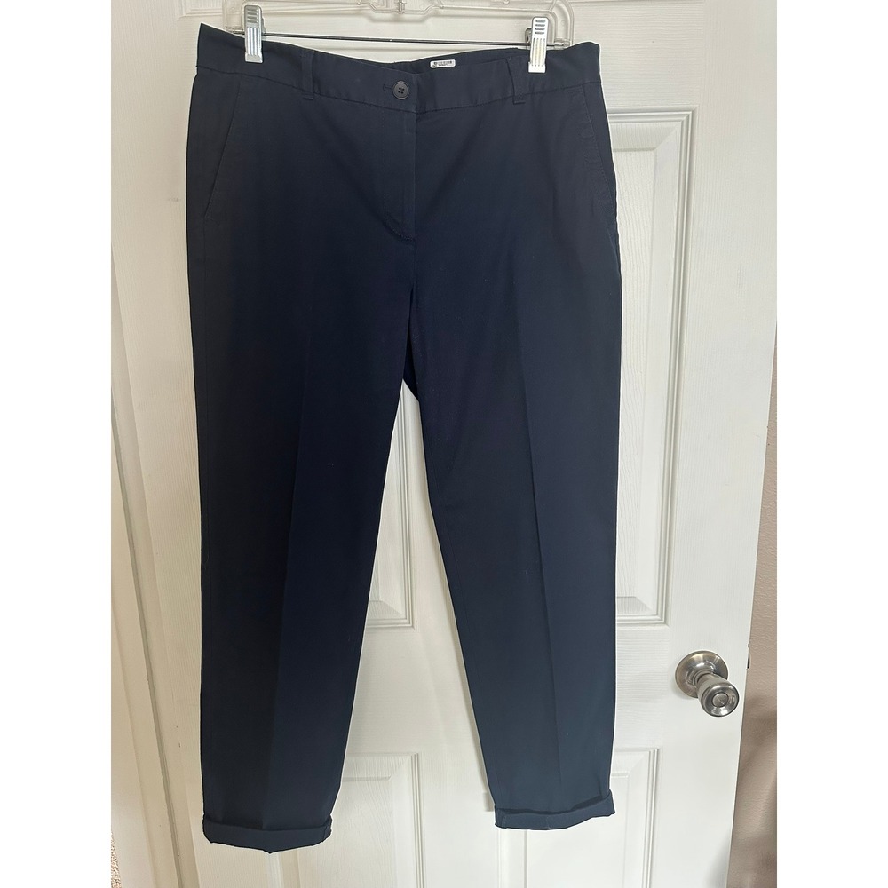 Talbots Womens Navy Blue Straight Leg Cuffed Trousers Size 6